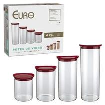 Conjunto De Potes 4 Peças Em Vidro Slim Euro Home