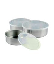 Conjunto de Potes Aço Inox c Tampa Plástica 3 uni 16,14,12cm - Wincy