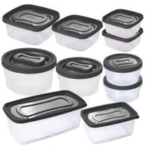 Conjunto de potes clic 10 peças preto Plasutil Conjunto de potes clic 10 peças preto Plasutil