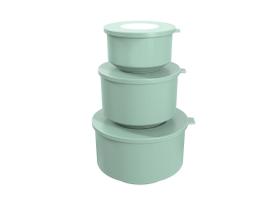 Conjunto de Potes com Tampa Coza Hoop 3 Peças Verde Soft Conjunto de Potes com Tampa Coza Hoop 3 Peças Verde Soft