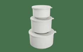 Conjunto de Potes com Tampa Coza Hoop 500ml, 1L, 2L 3 Peças Branco