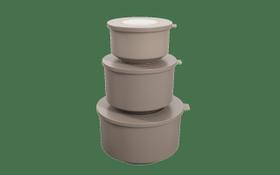 Conjunto de Potes com Tampa Coza Hoop 500ml, 1L, 2L 3 Peças Warm Gray