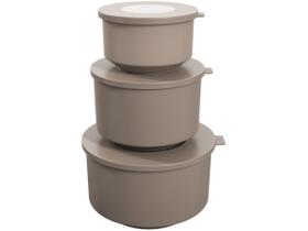 Conjunto De Potes Com Tampa Hoop 3 Peças Warm Gray Coza