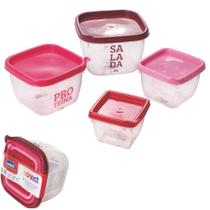 Conjunto de potes Conect fitness 4 peças rosa Plasutil ref. 16043