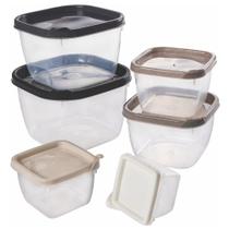 Conjunto de potes Conect quadrado 6 peças Plasutil ref. 6171