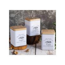 Conjunto de potes de armazenamento para chá, café e açúcar - Metal Square