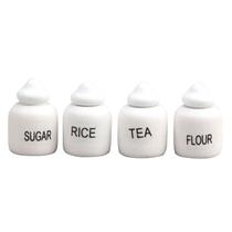 Conjunto de potes de casa de bonecas em miniatura para armazenamento de cozinha em madeira, escala 1:12 Conjunto de potes de casa de bonecas em miniatura para armazenamento de cozinha em madeira, escala 1:12