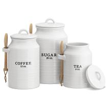 Conjunto de Potes de Cozinha Cerâmicos Barnyard Designs Branco 3 Peças Conjunto de Potes de Cozinha Cerâmicos Barnyard Designs Branco 3 Peças