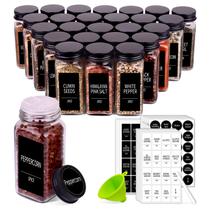 Conjunto de potes de especiarias Churboro Glass com etiquetas 120 ml x 25 com acessórios