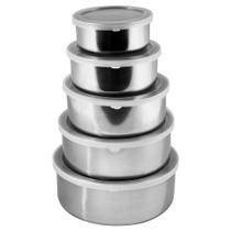 Conjunto de Potes de Inox Com Tampa Jogo 5 Peças - Wincy