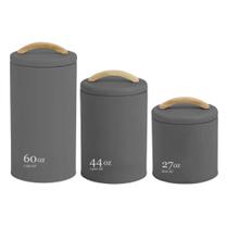 Conjunto de Potes de Metal + Bambu 3 Peças Sense Chumbo Ou