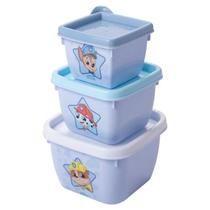 Conjunto de Potes de Plástico Infantil Bebê Conect 3 Unidades Quadrados Meninos - Plasútil Baby Conjunto de Potes de Plástico Infantil Bebê Conect 3 Unidades Quadrados Meninos - Plasútil Baby