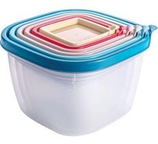 Conjunto De Potes De Plástico Quadrados Conect 6 Un