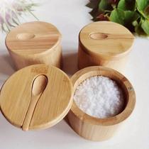Conjunto De Potes De Temperos De Bambu Para Sal, Pimenta E Açúcar Com Tampa, Caixa De Condimentos