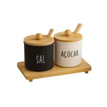 Conjunto de potes de Vidro com Base de Bambu Conjunto de potes de Vidro com Base de Bambu