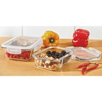 Conjunto de Potes de Vidro com Divisória e Tampa Hermética Member's Mark com 2 Peças Conjunto de Potes de Vidro com Divisória e Tampa Hermética Member's Mark com 2 Peças
