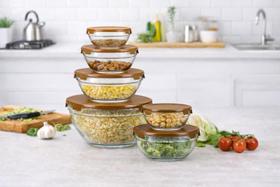 Conjunto de Potes de Vidro com Tampa Hermética Kit 5 Peças para Organização de Alimentos e Cozinha