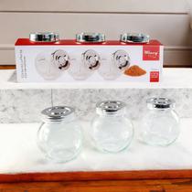 Conjunto de Potes de Vidro com Tampas Cromadas Armazenamento Elegante e Prático para sua Cozinha