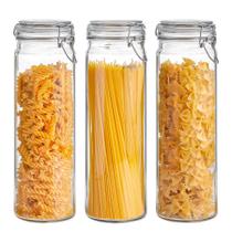 Conjunto de potes de vidro ComSaf 1,8 L herméticos com tampas para armazenamento de alimentos x3