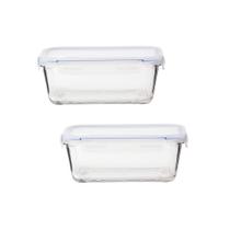 Conjunto De Potes De Vidro Hermético 2 Pçs 1,5 Litro Marmita