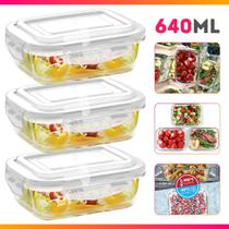 Conjunto De Potes De Vidro Hermético 3 peças 640ml