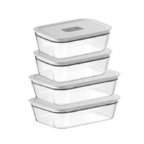Conjunto De Potes De Vidro Herméticos 4 Peças Fresh Lock Ou Conjunto De Potes De Vidro Herméticos 4 Peças Fresh Lock Ou