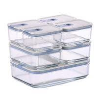 Conjunto de Potes de Vidro Herméticos Retangulares - Tampa com Alavanca - 7 Unidades - Perfect Seal - Neoflam Conjunto de Potes de Vidro Herméticos Retangulares - Tampa com Alavanca - 7 Unidades - Perfect Seal - Neoflam