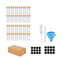 Conjunto De Potes De Vidro Para Especiarias Com Tampas De Metal De Bambu, 6, 12 Ou 24 Peças, Com