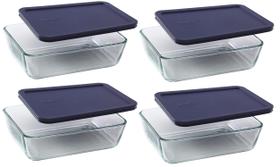 Conjunto de Potes de Vidro Pyrex 7211 6-Copos com Tampa Azul - 4 Unidades Conjunto de Potes de Vidro Pyrex 7211 6-Copos com Tampa Azul - 4 Unidades