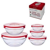 Conjunto de Potes de Vidro Redondo com Tampa com 5 Peças - Hauskraft Conjunto de Potes de Vidro Redondo com Tampa com 5 Peças - Hauskraft