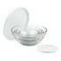 Conjunto de Potes de Vidro Redondos com Tampa Plástica de vidro cor branco - Ad
