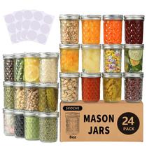 Conjunto de Potes de Vidro SKOCHE para Armazenamento de Alimentos 240 ml - 24 Unidades com Tampas