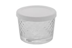 Conjunto de Potes Diamond 3 Peças em Vidro c/ Tampa Branca 220ml - Hauskraft