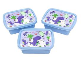 Conjunto de Potes Dinossauro Azul 3Pçs 220ml - Jaguar Conjunto de Potes Dinossauro Azul 3Pçs 220ml - Jaguar