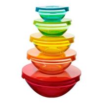 Conjunto de Potes e Tampas Coloridas 5 Peças Conjunto de Potes e Tampas Coloridas 5 Peças