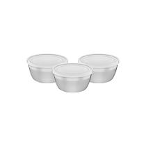 Conjunto de Potes em Aço Inox com Tampa Plástica Freezinox 300ml 3pçs - Tramontina Conjunto de Potes em Aço Inox com Tampa Plástica Freezinox 300ml 3pçs - Tramontina