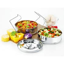 Conjunto de Potes Empilháveis de Aço Inoxidável LNM Steamer 3QT 16 x 16 x 10 cm Conjunto de Potes Empilháveis de Aço Inoxidável LNM Steamer 3QT 16 x 16 x 10 cm