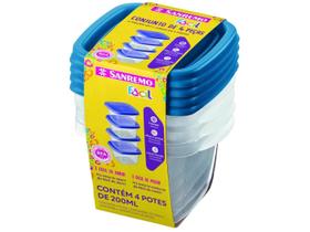 Conjunto de Potes Fácil Quadrado 200ml 4 Unidades - Sanremo