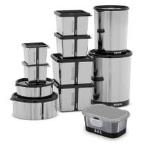 Conjunto de Potes Herméricos Para Alimentos Metallic 11 Pçs
