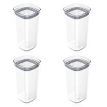 Conjunto de Potes Herméticos 1,5 L 4 Peças Block Modular Transparente Ou
