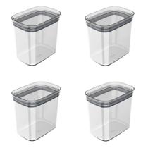 Conjunto de Potes Herméticos 1,5 L 4 Peças Block Retangular Transparente Ou Conjunto de Potes Herméticos 1,5 L 4 Peças Block Retangular Transparente Ou