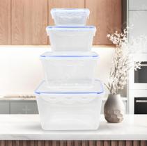 Conjunto De Potes Herméticos 4 Unidades Plástico Organizador De Cozinha Para Armazenamento Multiuso