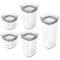 Conjunto de Potes Herméticos Block Modular 5 Peças Transparente Ou