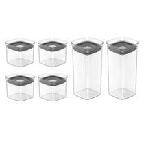 Conjunto de Potes Herméticos Block Modular 6 Peças Transparente Ou Conjunto de Potes Herméticos Block Modular 6 Peças Transparente Ou