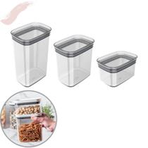 Conjunto De Potes Herméticos Block Modular Retangular 3 Peças