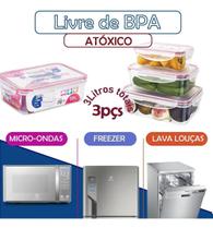 Conjunto de Potes Herméticos De 3 Peças Retangular Azul PLA3697-AZ Euro Home