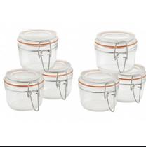 Conjunto de Potes Herméticos de Vidro com 6 Peças de 200 ml. Conjunto de Potes Herméticos de Vidro com 6 Peças de 200 ml.