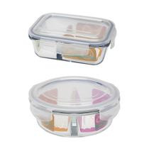 Conjunto de Potes Herméticos de Vidro com Divisória 2 Peças Oxford Conjunto de Potes Herméticos de Vidro com Divisória 2 Peças Oxford