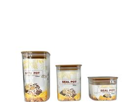 Conjunto de Potes Herméticos em Acrilico Cristal para Alimentos e Mantimentos Organizador de Casa