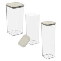 Conjunto de Potes Herméticos Modo Light Gray 3 Peças Coza Conjunto de Potes Herméticos Modo Light Gray 3 Peças Coza